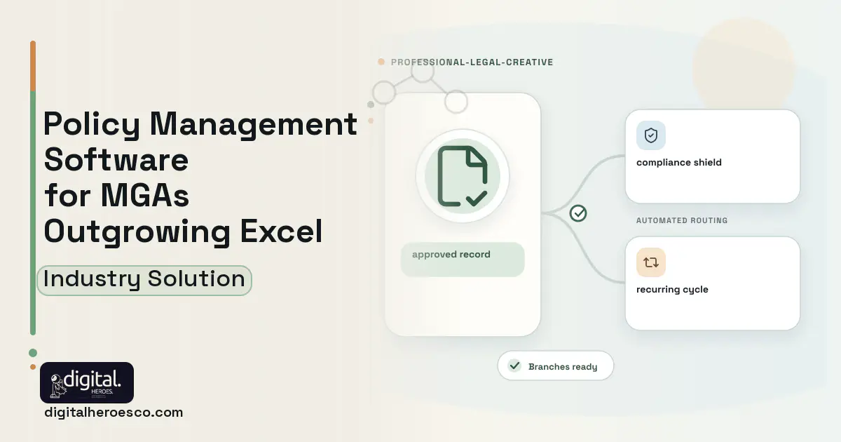 Policy Management software visual showing approved record, compliance shield, and recurring cycle.