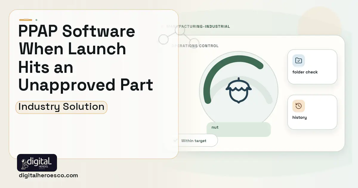 Supplier Quality Ppap software visual showing nut, folder check, and history.