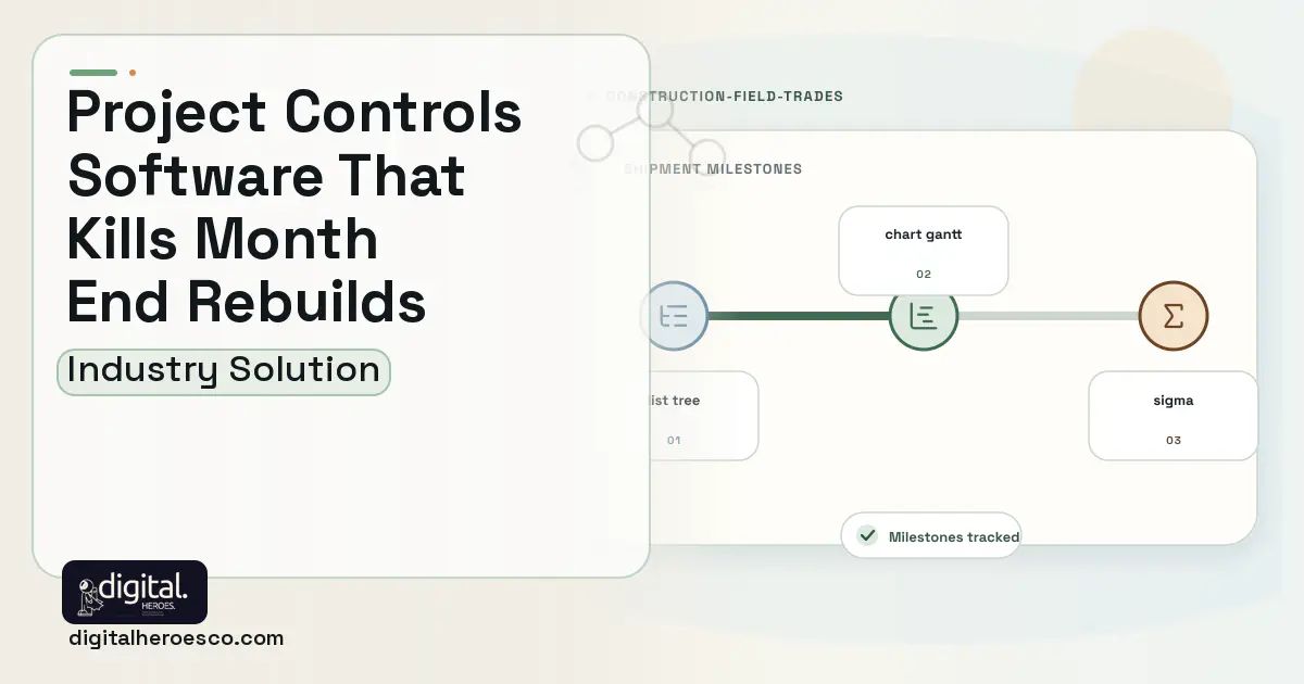 Construction Project Controls software visual showing chart gantt, list tree, and sigma.