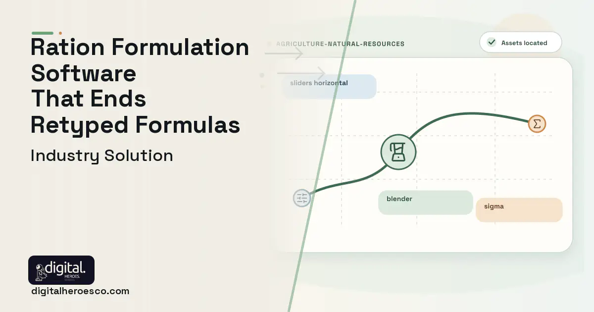Ration Formulation software visual showing blender, sliders horizontal, and sigma.