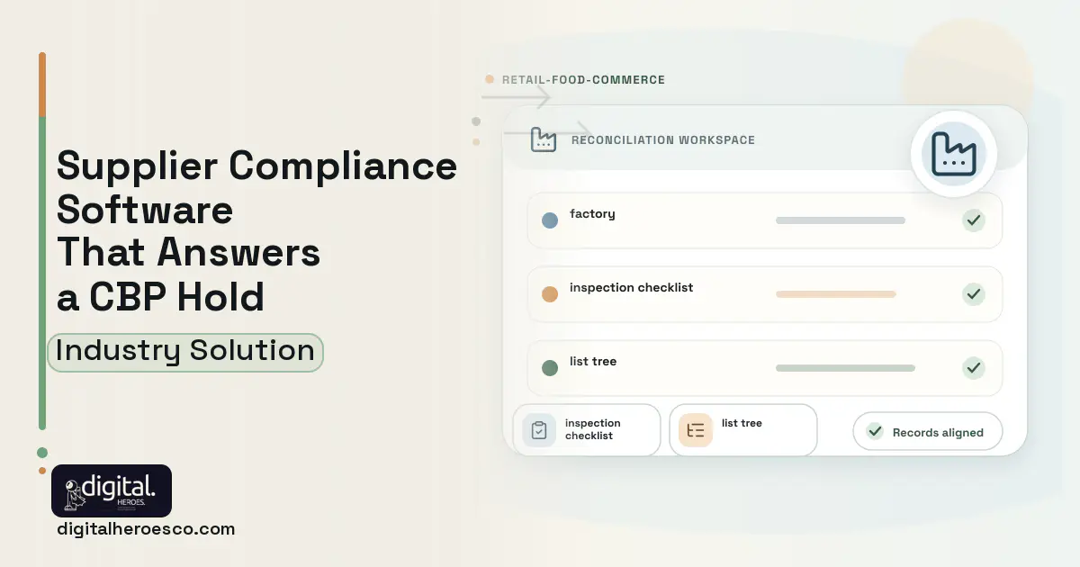 Supplier Social Compliance software visual showing factory, inspection checklist, and list tree.