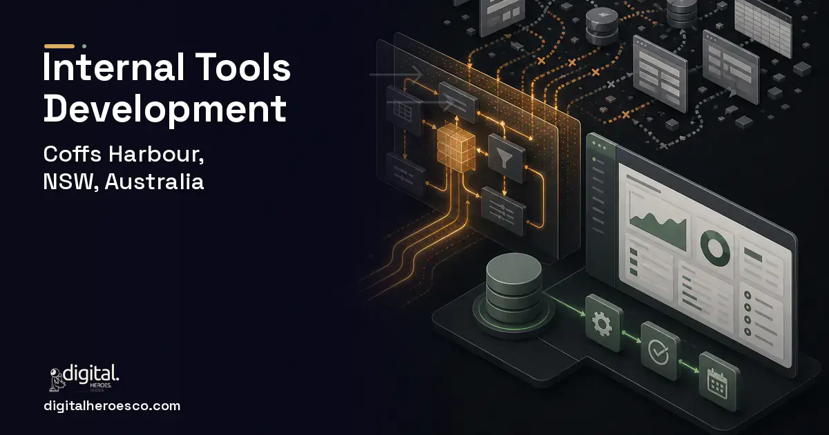 Internal Tools Development workflow illustration for Coffs Harbour, NSW, Australia.