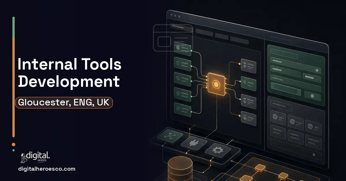 Internal Tools Development product interface illustration for Gloucester, ENG, UK.