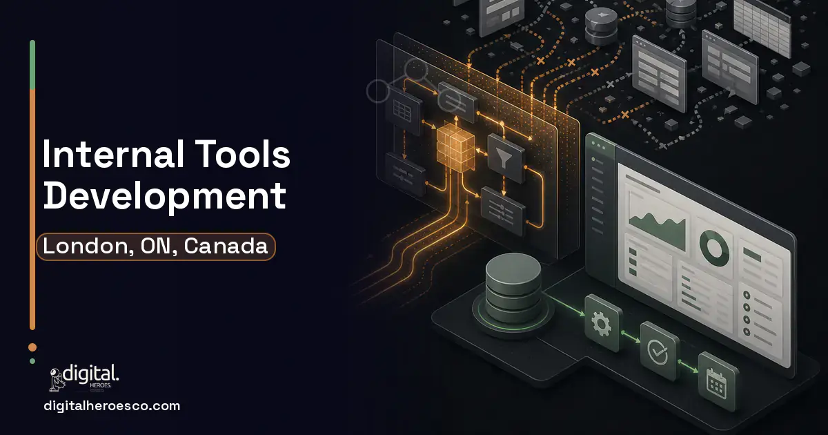 Internal Tools Development workflow illustration for London, ON, Canada.
