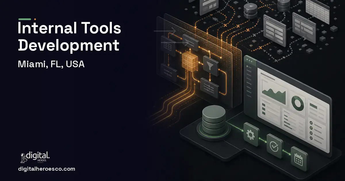 Internal Tools Development workflow illustration for Miami, FL, USA.