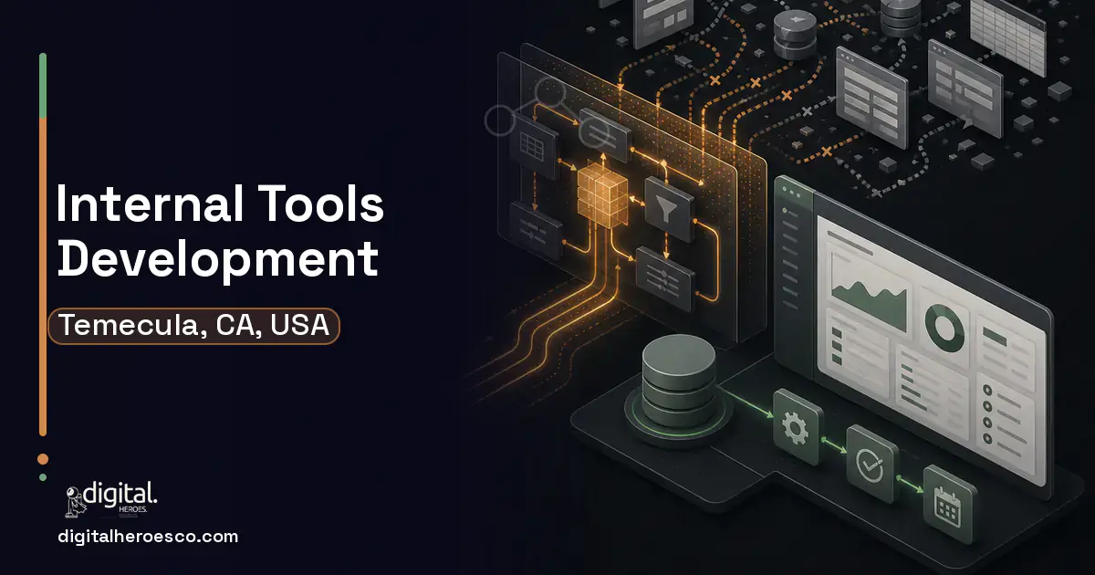 Internal Tools Development workflow illustration for Temecula, CA, USA.