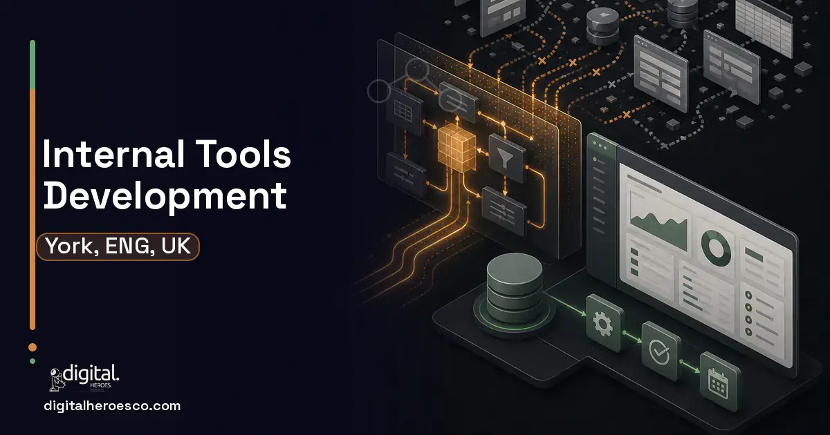 Internal Tools Development workflow illustration for York, ENG, UK.