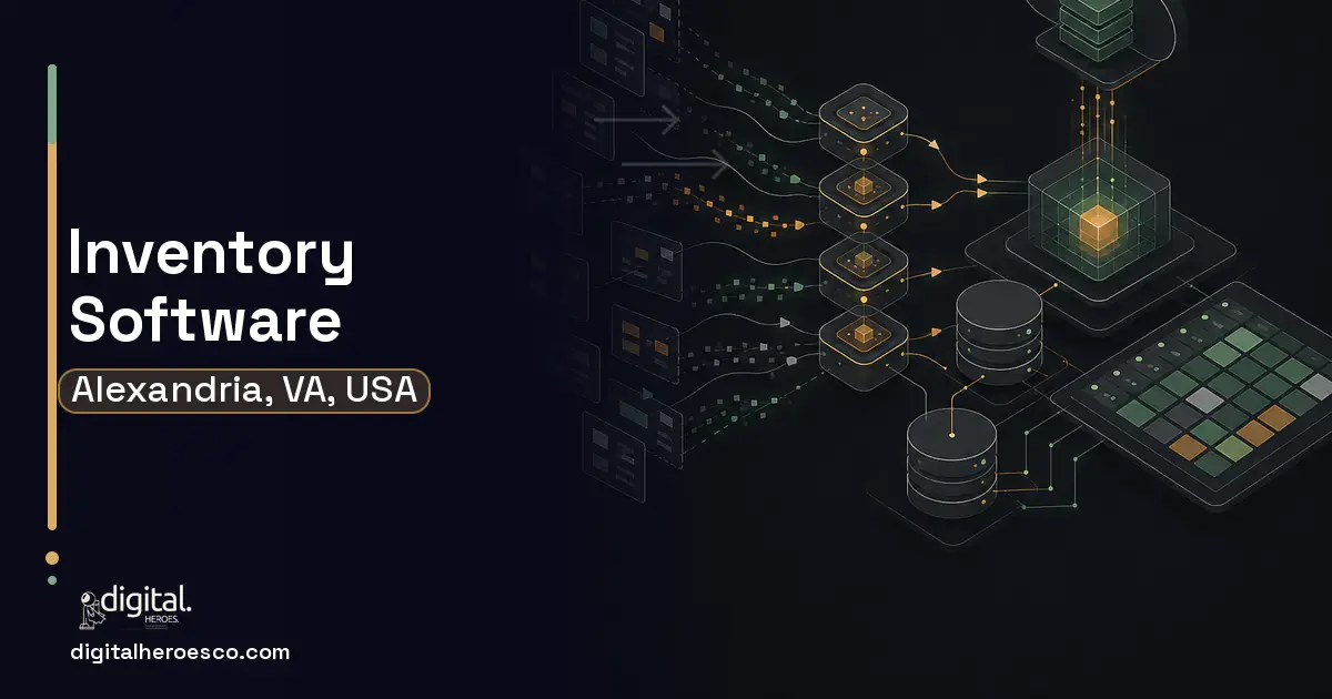 Inventory Software workflow illustration for Alexandria, VA, USA.