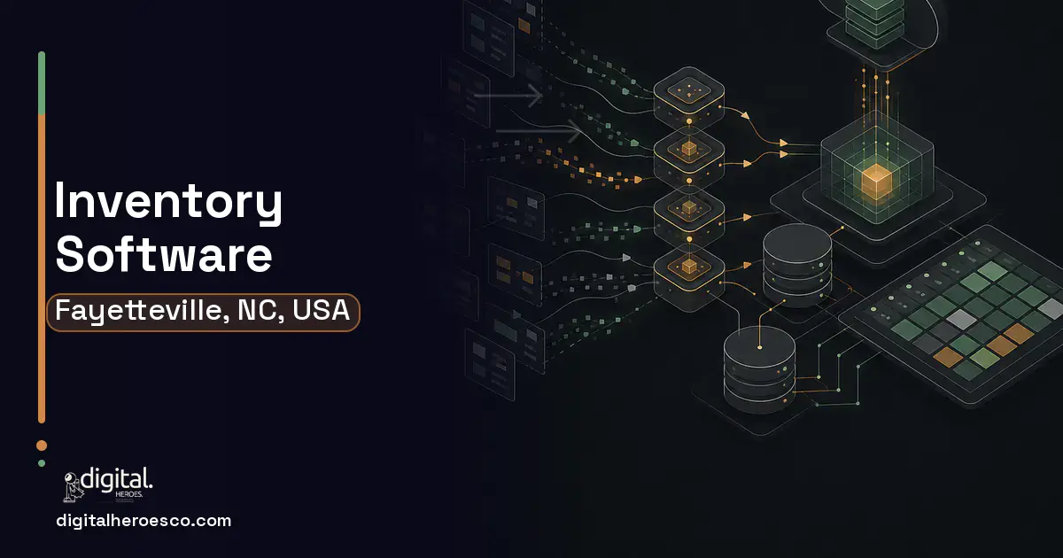 Inventory Software workflow illustration for Fayetteville, NC, USA.