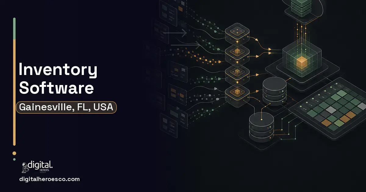 Inventory Software workflow illustration for Gainesville, FL, USA.