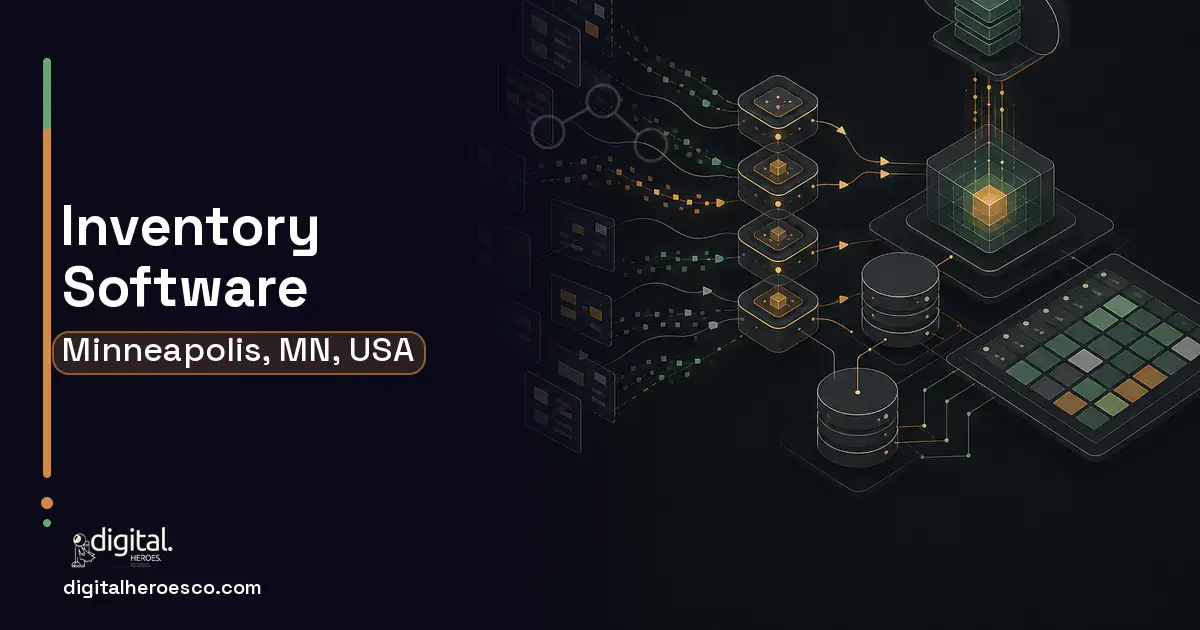 Inventory Software workflow illustration for Minneapolis, MN, USA.