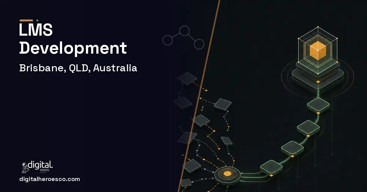 LMS Development workflow illustration for Brisbane, QLD, Australia.