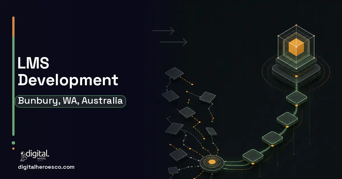 LMS Development workflow illustration for Bunbury, WA, Australia.