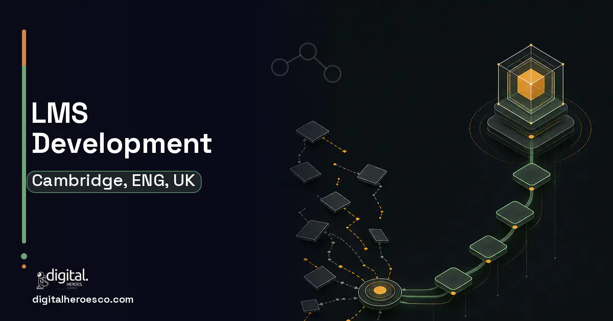 LMS Development workflow illustration for Cambridge, ENG, UK.