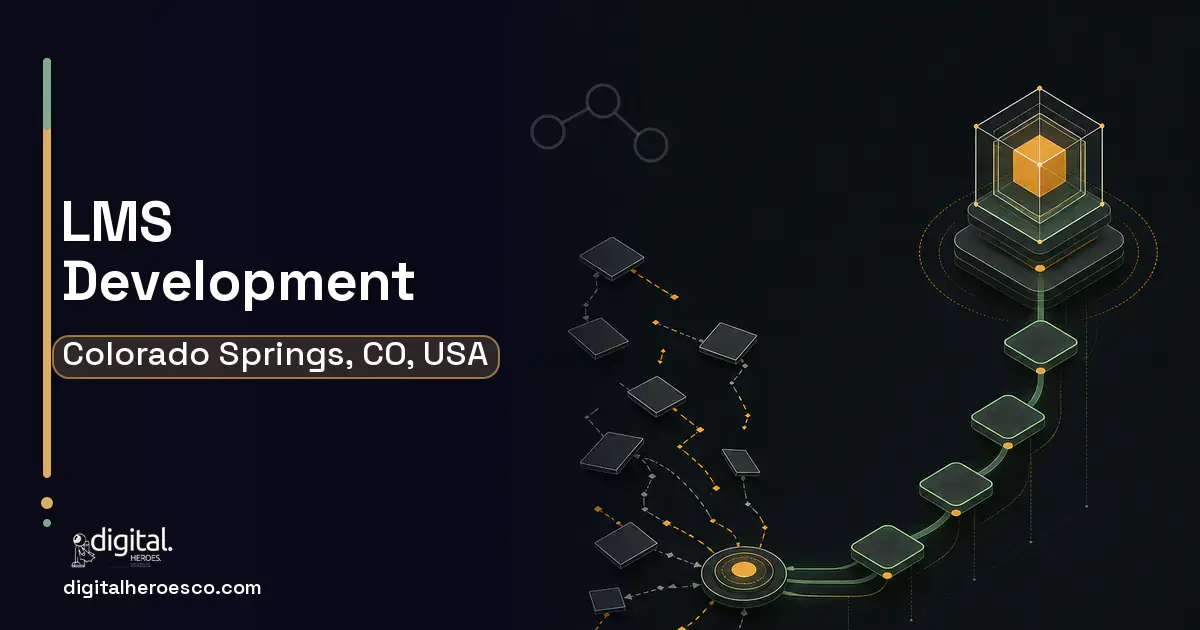 LMS Development workflow illustration for Colorado Springs, CO, USA.