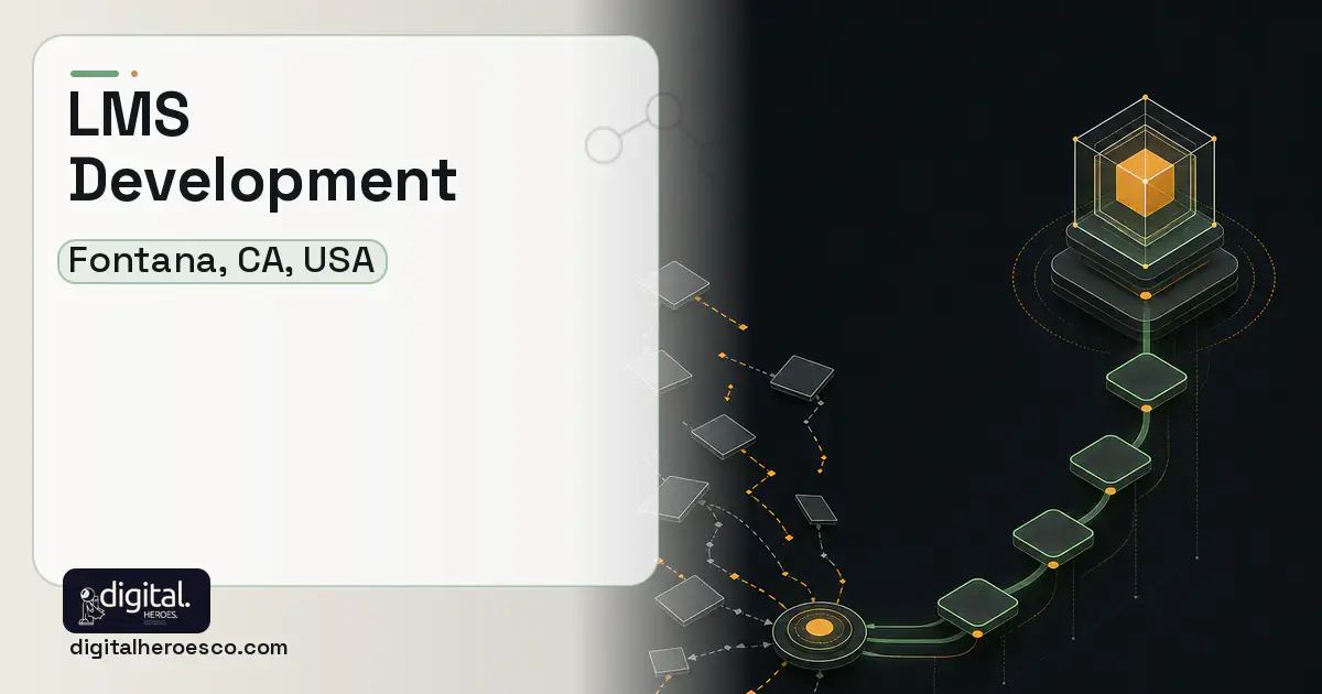 LMS Development workflow illustration for Fontana, CA, USA.