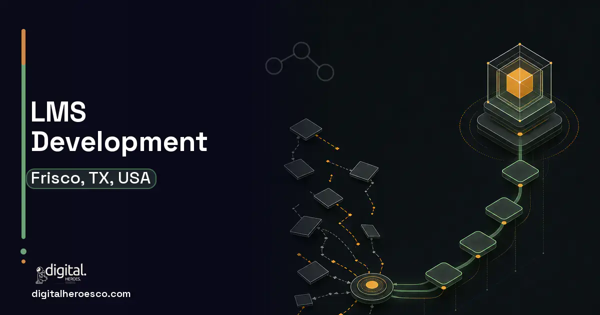 LMS Development workflow illustration for Frisco, TX, USA.