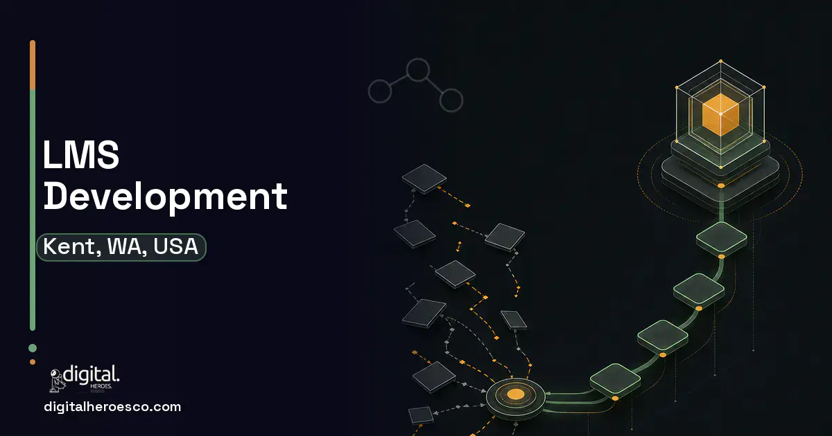 LMS Development workflow illustration for Kent, WA, USA.