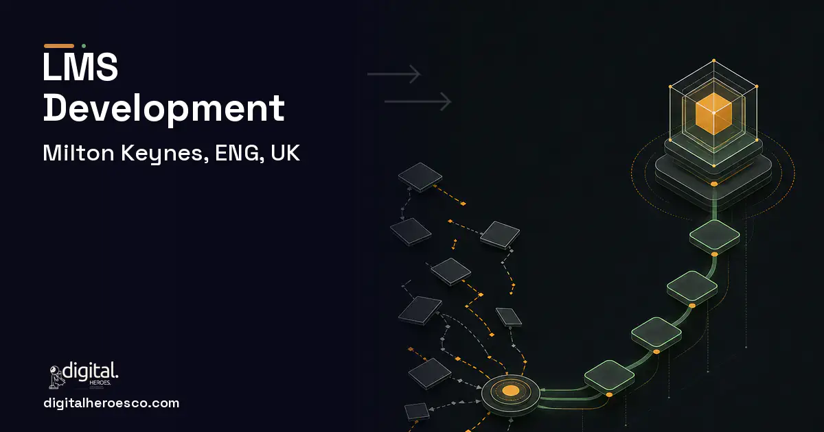 LMS Development workflow illustration for Milton Keynes, ENG, UK.