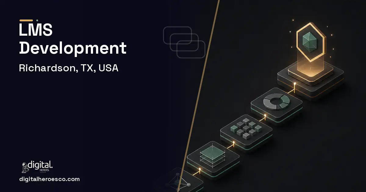 LMS Development software overview illustration for Richardson, TX, USA.