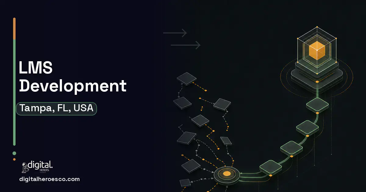 LMS Development workflow illustration for Tampa, FL, USA.