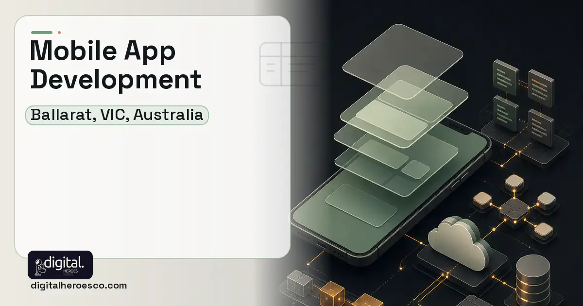 Mobile App Development product interface illustration for Ballarat, VIC, Australia.