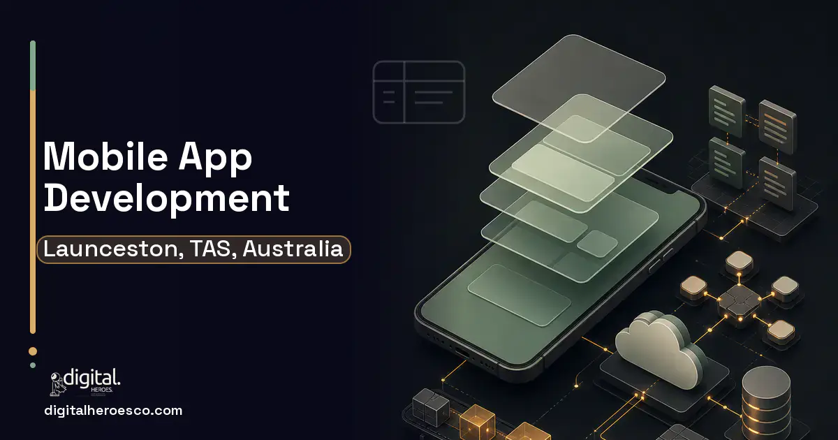 Mobile App Development product interface illustration for Launceston, TAS, Australia.
