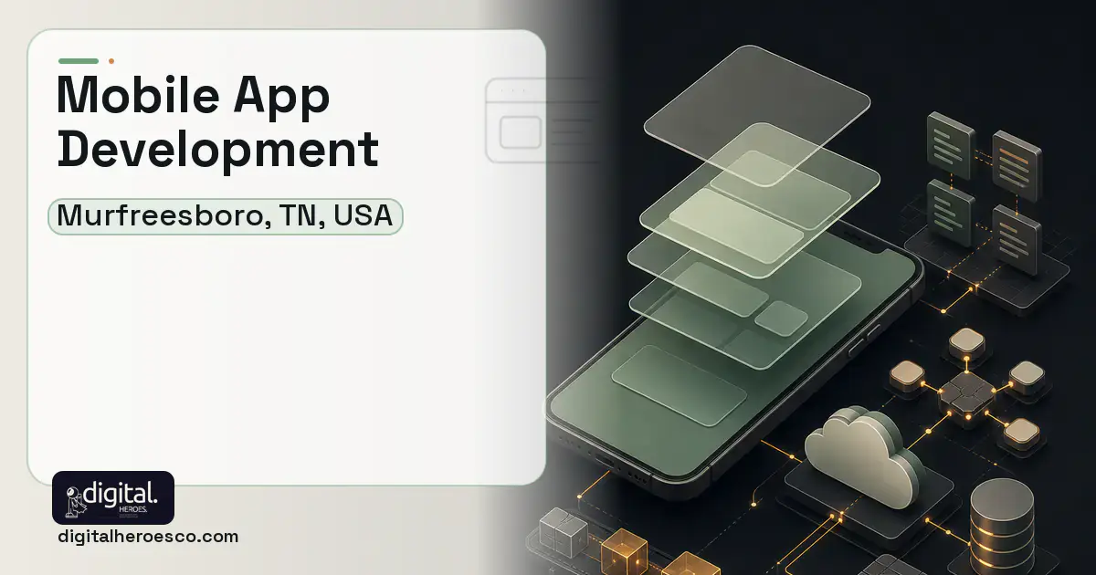 Mobile App Development product interface illustration for Murfreesboro, TN, USA.