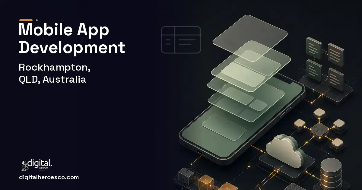 Mobile App Development product interface illustration for Rockhampton, QLD, Australia.