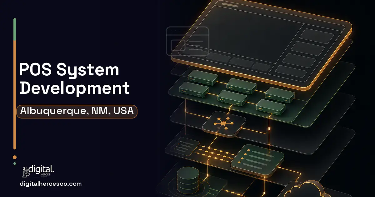 POS System Development product interface illustration for Albuquerque, NM, USA.