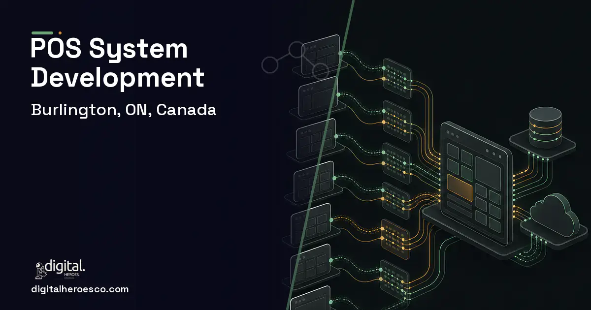 POS System Development workflow illustration for Burlington, ON, Canada.