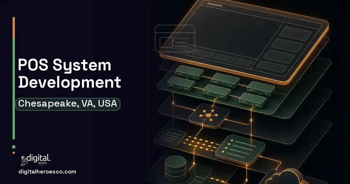 POS System Development product interface illustration for Chesapeake, VA, USA.
