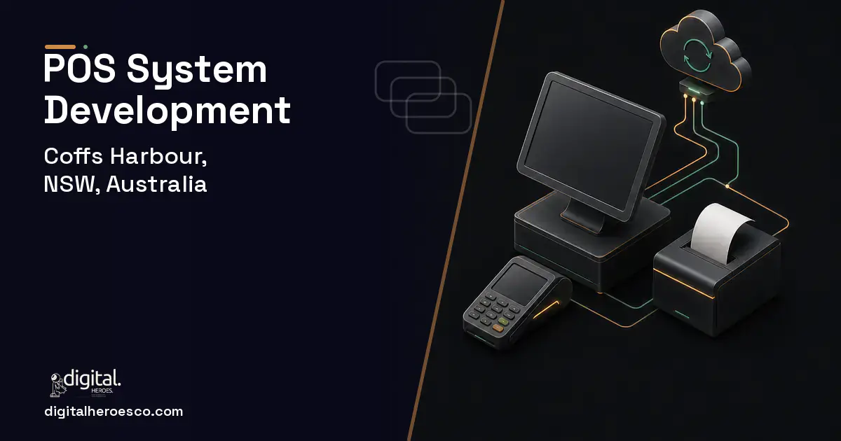 POS System Development software overview illustration for Coffs Harbour, NSW, Australia.