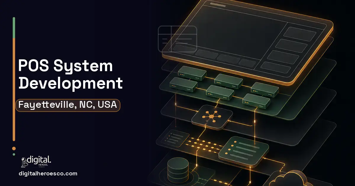 POS System Development product interface illustration for Fayetteville, NC, USA.
