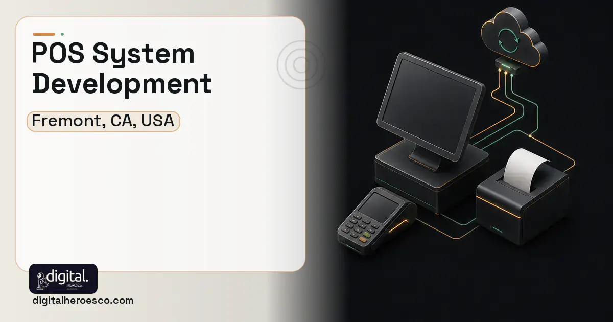 POS System Development software overview illustration for Fremont, CA, USA.