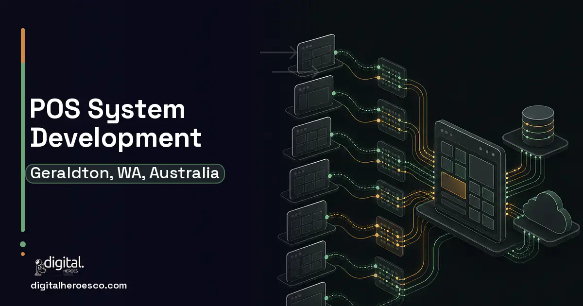 POS System Development workflow illustration for Geraldton, WA, Australia.