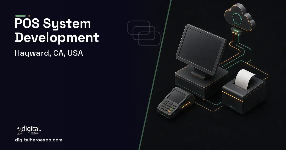 POS System Development software overview illustration for Hayward, CA, USA.