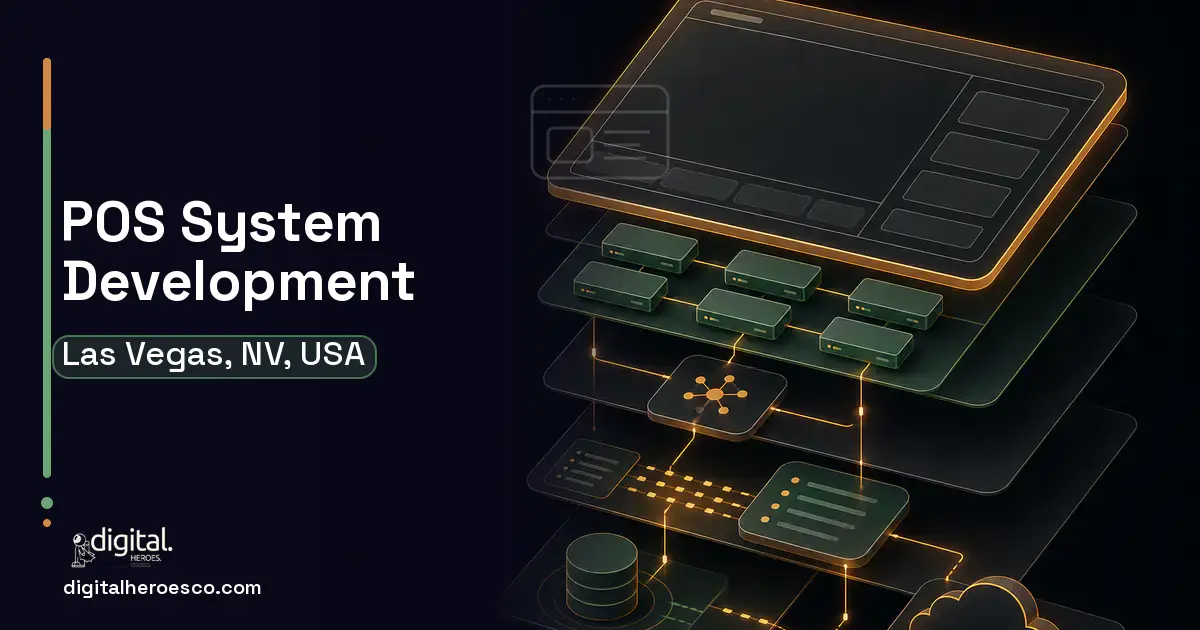 POS System Development product interface illustration for Las Vegas, NV, USA.