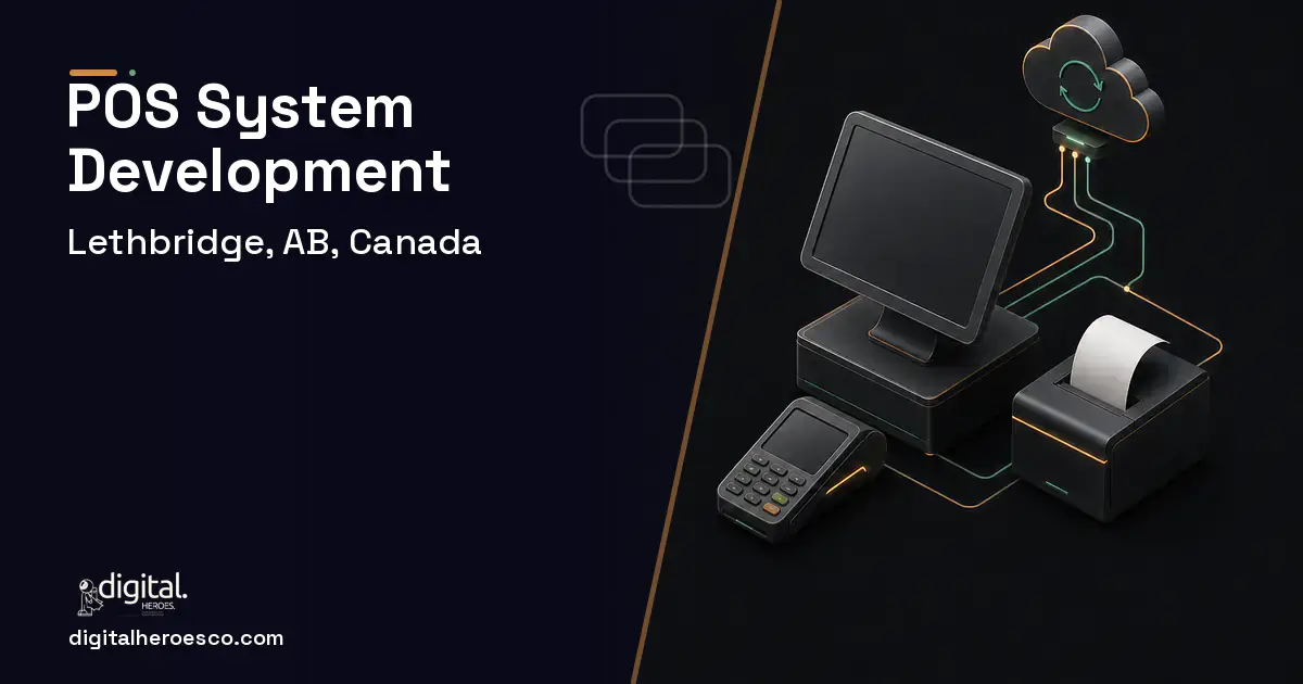 POS System Development software overview illustration for Lethbridge, AB, Canada.