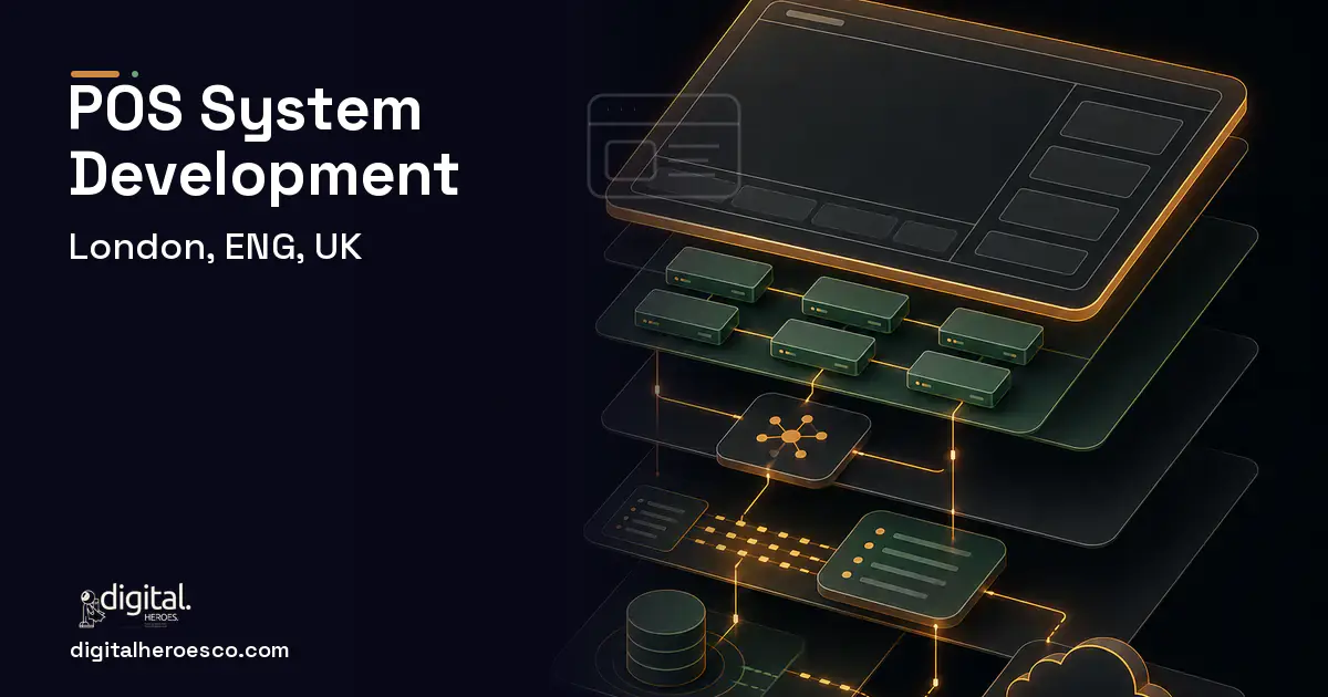 POS System Development product interface illustration for London, ENG, UK.