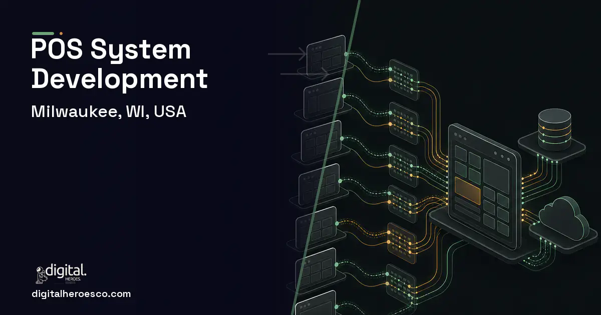 POS System Development workflow illustration for Milwaukee, WI, USA.