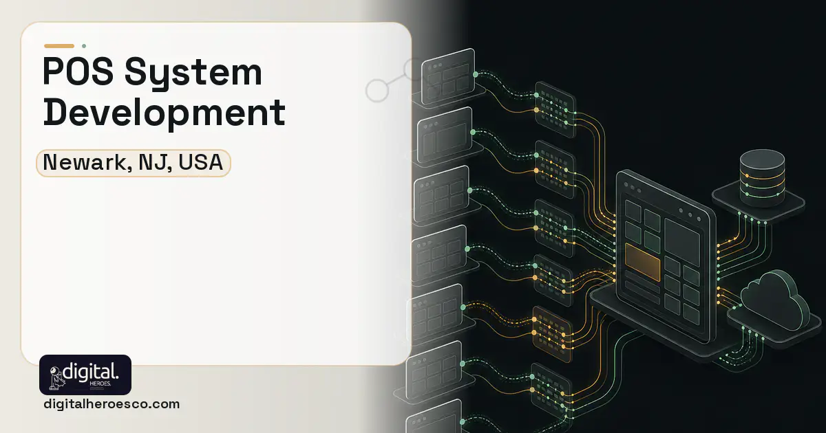 POS System Development workflow illustration for Newark, NJ, USA.