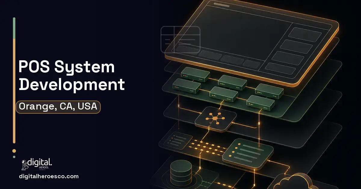 POS System Development product interface illustration for Orange, CA, USA.