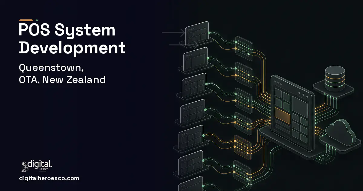 POS System Development workflow illustration for Queenstown, OTA, New Zealand.
