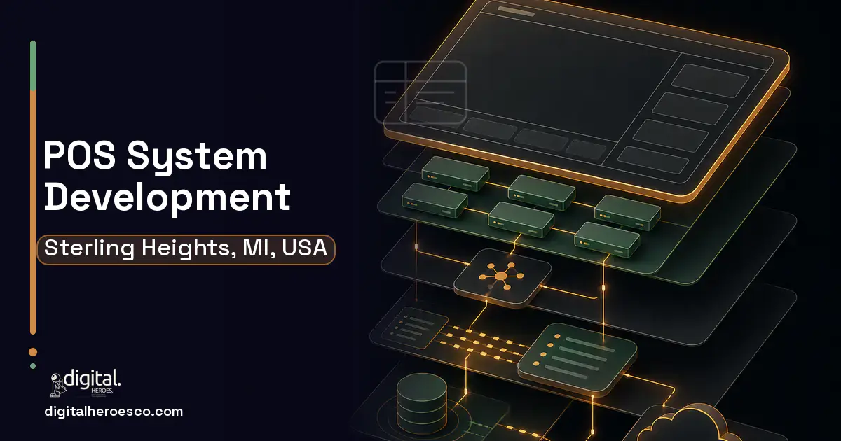 POS System Development product interface illustration for Sterling Heights, MI, USA.