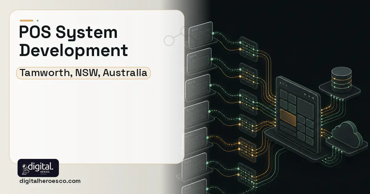 POS System Development workflow illustration for Tamworth, NSW, Australia.