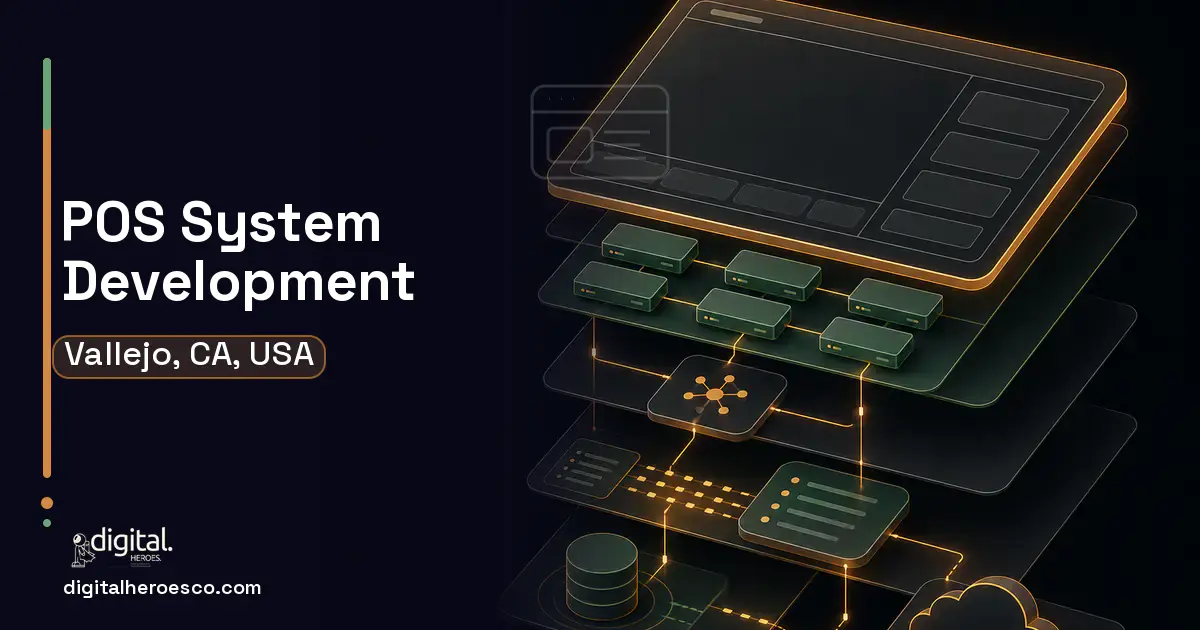 POS System Development product interface illustration for Vallejo, CA, USA.