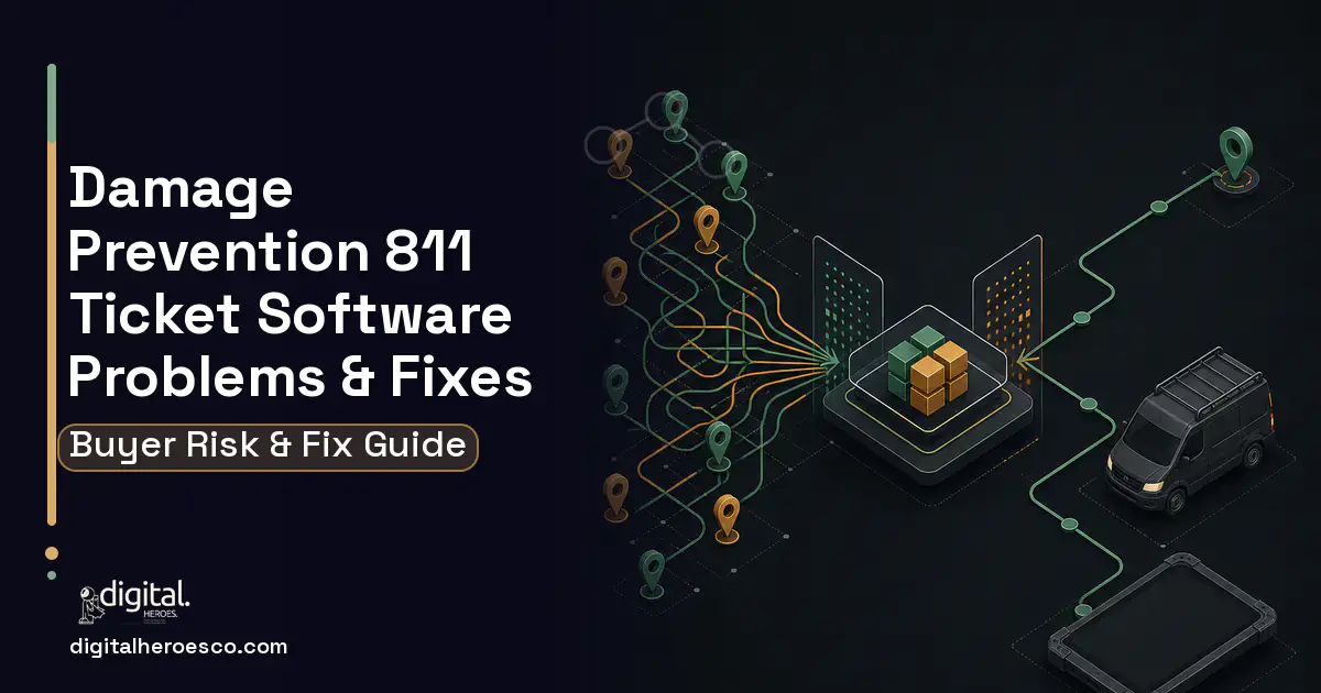 Damage Prevention 811 Ticket Software workflow illustration showing common problems and fixes.