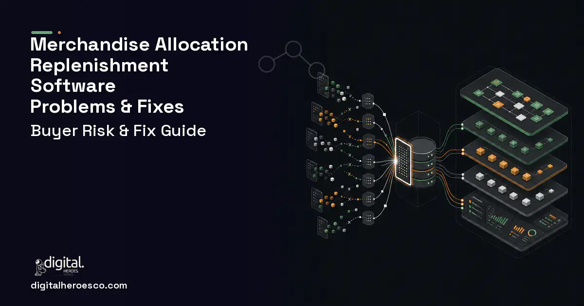 Merchandise Allocation Replenishment Software workflow illustration showing common problems and fixes.
