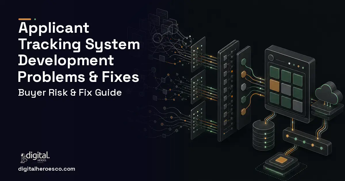 Applicant Tracking System Development workflow illustration showing common problems and fixes.